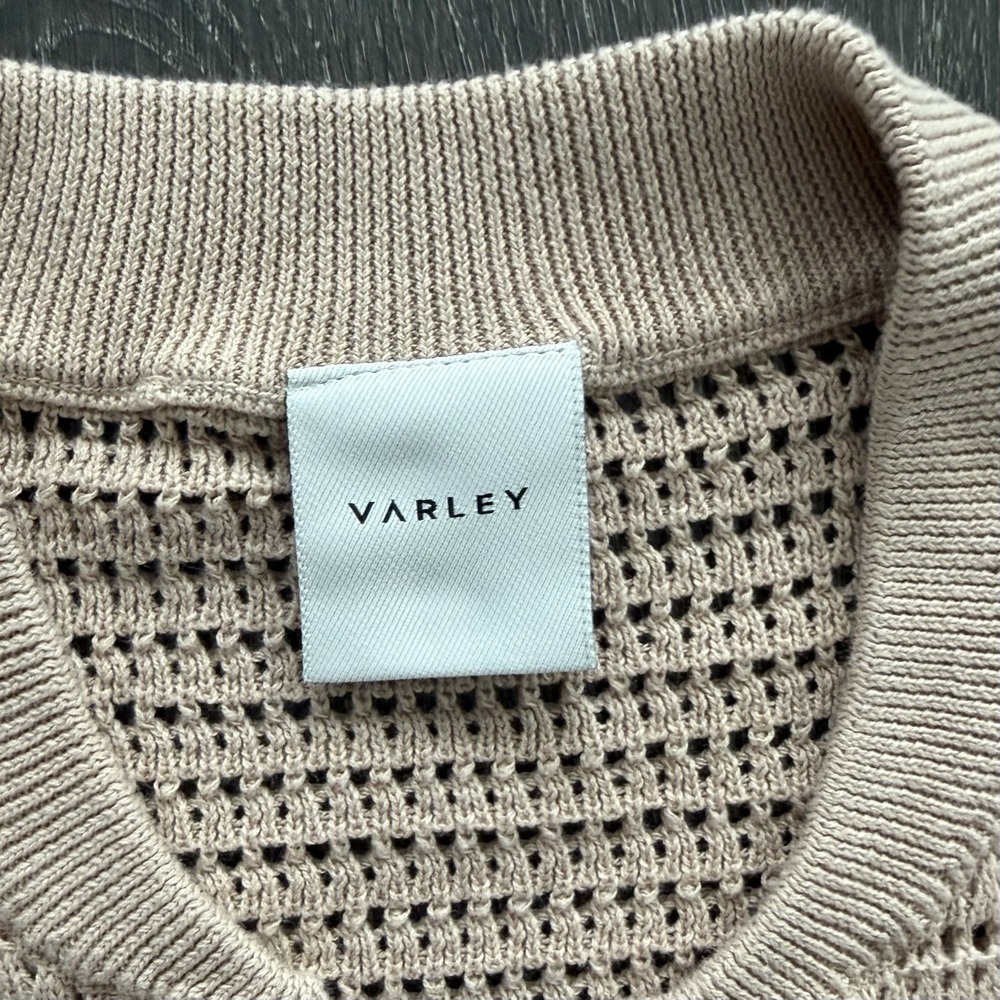 Varley Callie True Knit Top Cotton Size Medium Tan Minimalist Quiet Luxury Soft - Picture 4 of 9